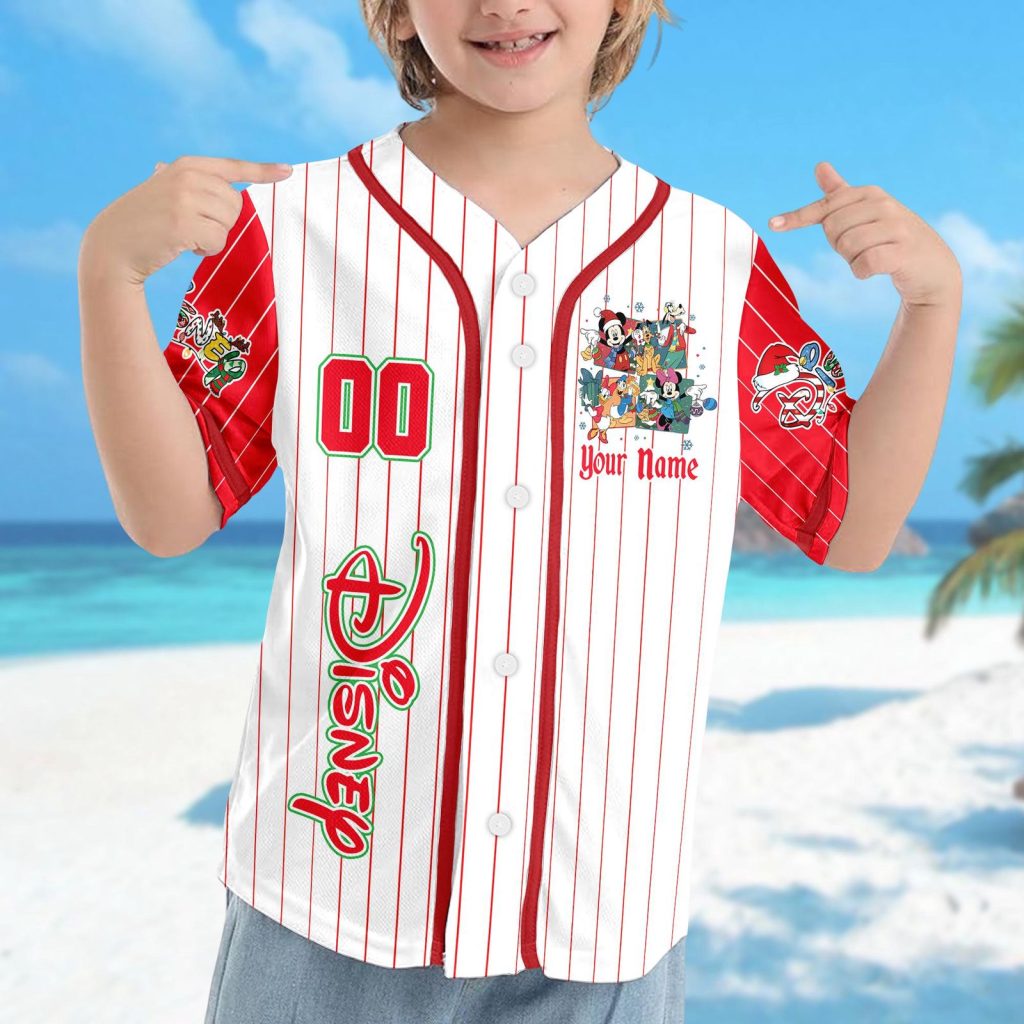 Custom Epcot Christmas Baseball Jersey – Mickey Mouse & Friends Xmas Party Shirt Custom Epcot Christmas Baseball Jersey – Mickey Mouse & Friends Xmas Party Shirt