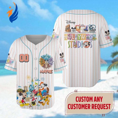 Custom Hollywood Studios Baseball Jersey – Mickey Mouse & Friends Cartoon Shirt for Magic Kingdom Team