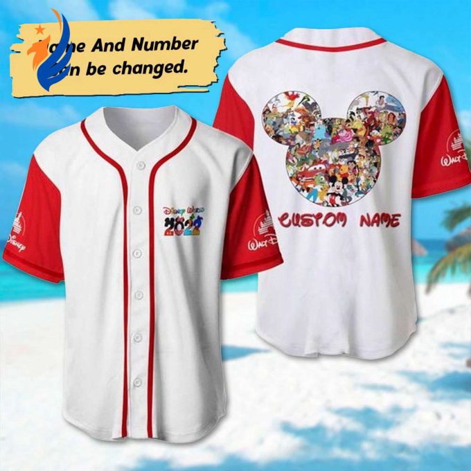 Custom Mickey and Friends Baseball Jersey – Mickey Collection Team Mouse Head Magic Kingdom Basketball Jersey – Perfect Gift for Kids & Adults