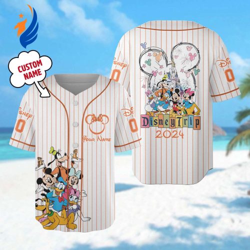 Custom Mickey & Friends Baseball Jersey – Minnie Goofy & Donald Team – Magic Kingdom Vacation Shirt