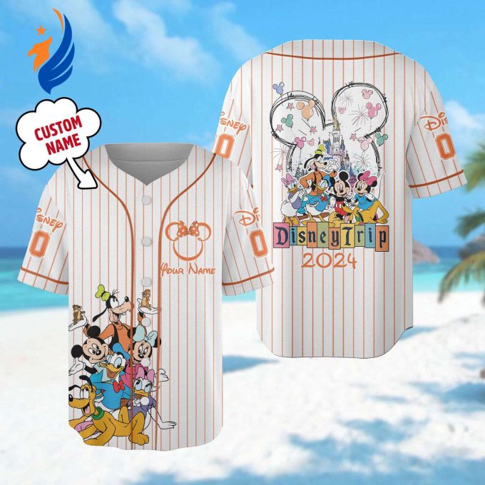 Custom Mickey & Friends Baseball Jersey – Minnie Goofy & Donald Team – Magic Kingdom Vacation Shirt