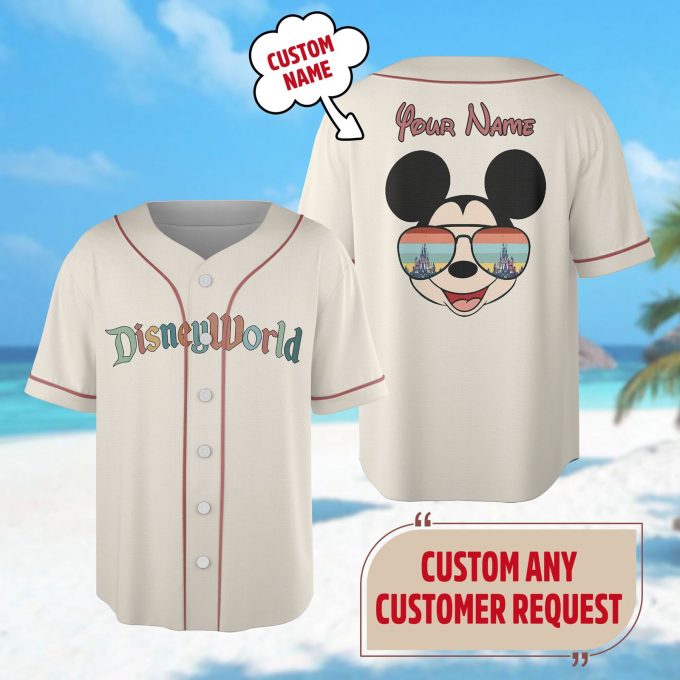 Custom Mickey and Friends Baseball Jersey – Minnie Mouse Vacation Shirt – Magical Castle Character Team – Magic Kingdom Shirt