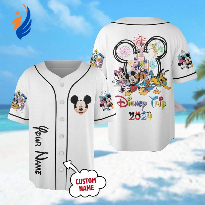 Custom Mickey & Friends Baseball Jersey – Personalized Minnie Team Gift Perfect for Kids Magic Kingdom Shirt