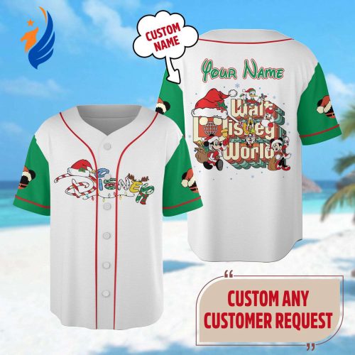 Mickey & Friends Custom Baseball Team Shirt: Minnie Mouse Xmas Party Mickey Mouse Christmas Jersey Magic Kingdom Gift