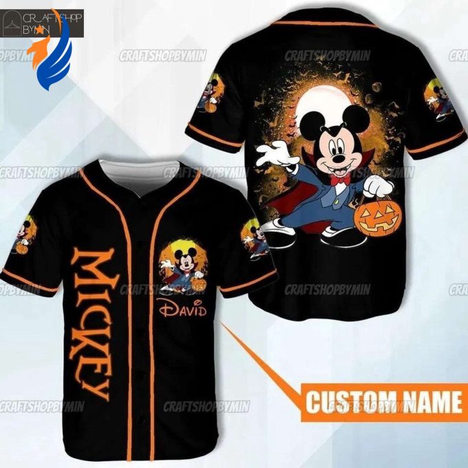 Custom Mickey Halloween Baseball Jersey – Spooky Season Pumpkin Shirt for Disney Fans Custom Mickey Halloween Baseball Jersey – Spooky Season Pumpkin Shirt for Disney Fans
