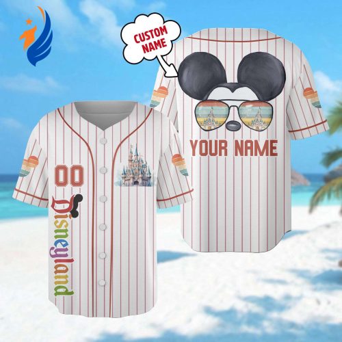 Custom Mickey Mouse Baseball Jersey – Castle Vacation Trip Team Magic Kingdom Outfit – Ideal Cartoon Birthday Gift for Kids & Adults
