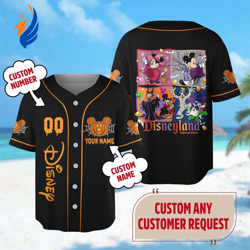 Custom Mickey Mouse Baseball Jersey – Halloween Trip Gift with Mickey and Friends Trick or Treat Team Shirt for Magic Kingdom Custom Mickey Mouse Baseball Jersey – Halloween Trip Gift with Mickey and Friends Trick or Treat Team Shirt for Magic Kingdom