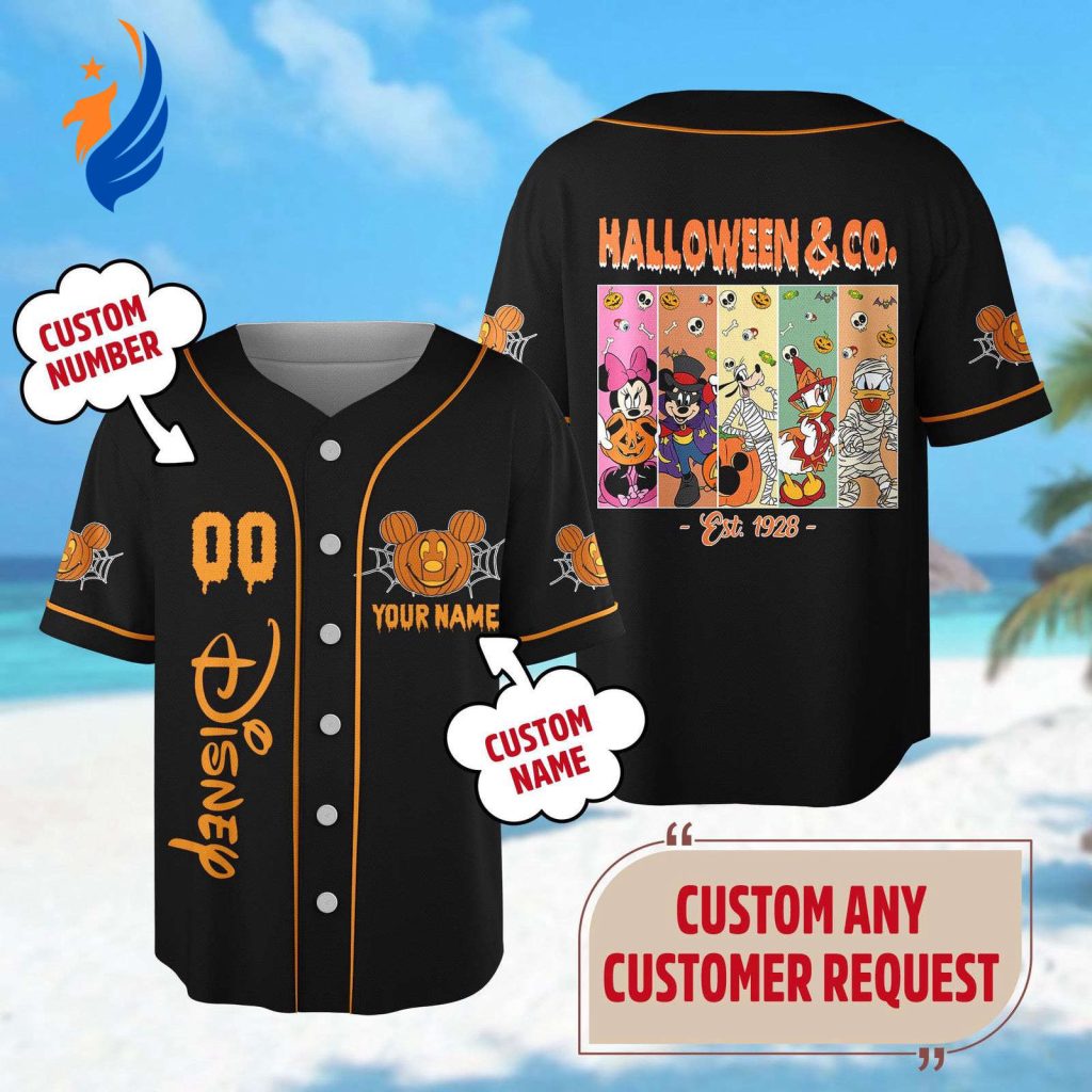 Custom Mickey Mouse Baseball Jersey Mickey and Friends Halloween 1928 Team Magic Kingdom Trick Or Treat Horror Shirt Custom Mickey Mouse Baseball Jersey Mickey and Friends Halloween 1928 Team Magic Kingdom Trick Or Treat Horror Shirt