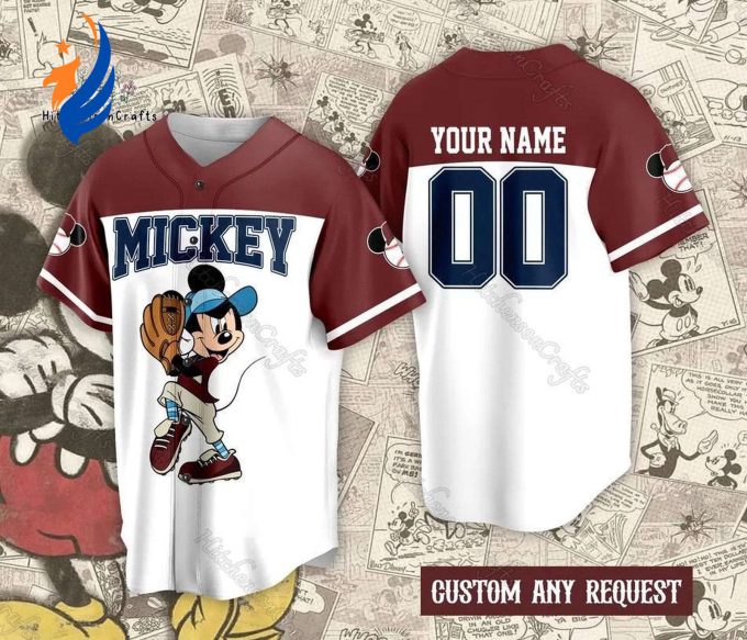 Personalized Mickey Mouse Baseball Jersey Disney Character Basketball Shirt Movie Cartoon Baseball Shirt Gift for Him Her Personalized Mickey Mouse Baseball Jersey Disney Character Basketball Shirt Movie Cartoon Baseball Shirt Gift for Him Her