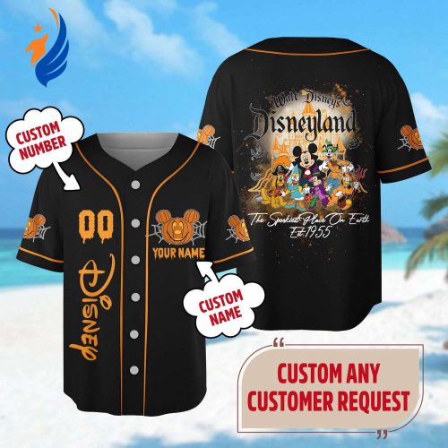 Custom Mickey Mouse Baseball Jersey Halloween Castle Horror Shirt Magic Kingdom Tee