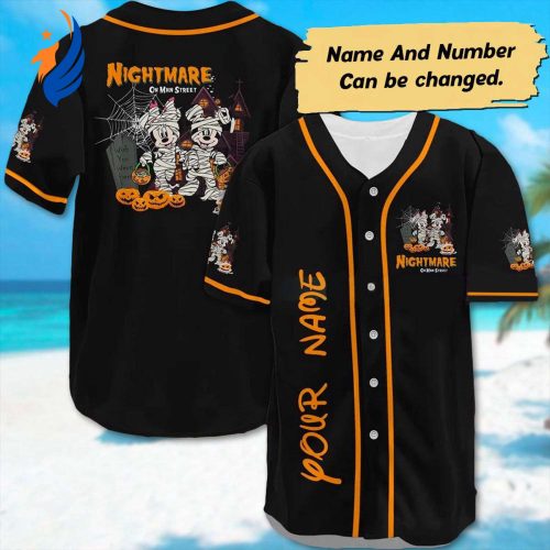 Custom Mickey Mouse Baseball Jersey – Minnie Halloween Team Gift Magic Kingdom Shirt Trick Or Treat Tee