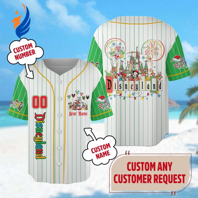 Disney Christmas Baseball Jersey: Custom Mickey & Friends Team Minnie Xmas Shirt Magic Kingdom