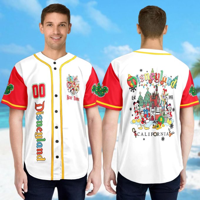 Custom Mickey Mouse Christmas Baseball Jersey – Mickey & Friends Team Minnie Mouse Xmas Party Shirt Magic Kingdom
