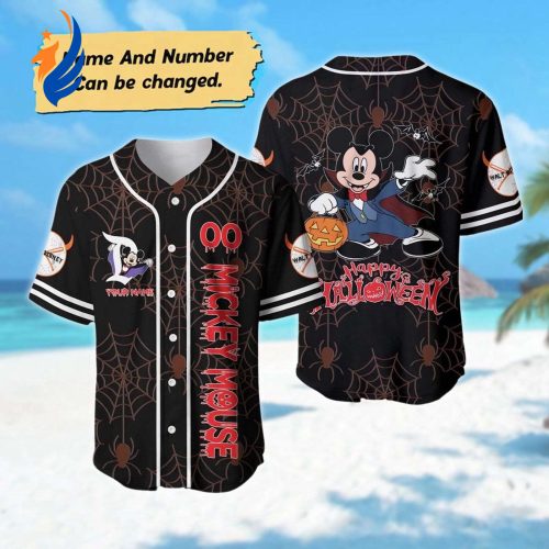 Custom Mickey Mouse Halloween Baseball Jersey – Cartoon Horror Basketball Outfit for Magic Kingdom