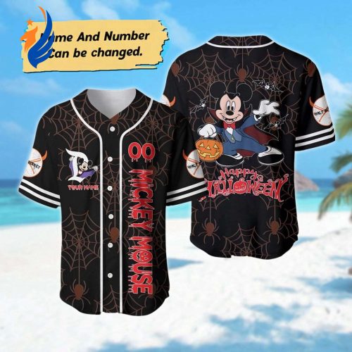 Custom Mickey Mouse Halloween Baseball Jersey: Spooky Cartoon Horror Basketball Outfit for Magic Kingdom – Halloween Jersey Shirt
