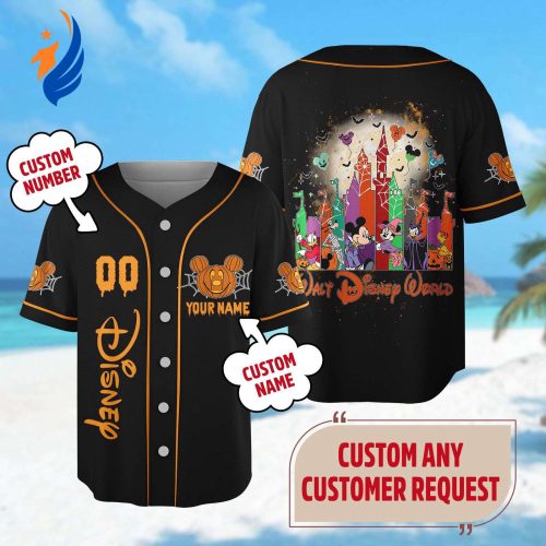 Spooky Custom Mickey Mouse Halloween Baseball Jersey - Mickey and Friends Shirt Horror Castle Party Gift Magic Kingdom Shirt
