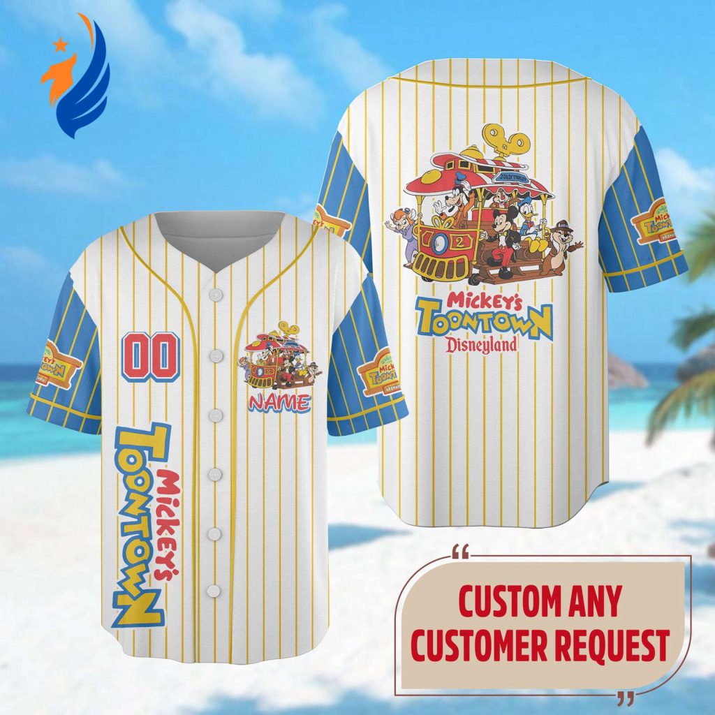 Custom Mickey s Toontown Baseball Jersey Mickey and Friends Team Shirt for Family Trip Theme Park Magic Kingdom Shirt Custom Mickey s Toontown Baseball Jersey Mickey and Friends Team Shirt for Family Trip Theme Park Magic Kingdom Shirt
