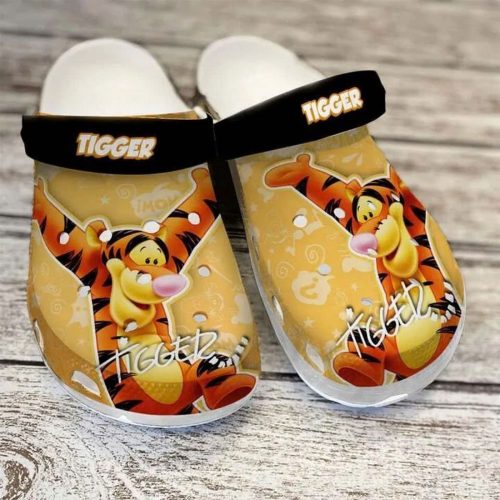 Custom Name Active Tigger Winnie The Pooh Black Orange Clogs For Kids And Adults