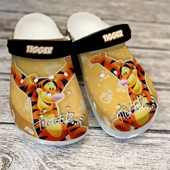 Custom Name Active Tigger Winnie The Pooh Black Orange Clogs For Kids And Adults