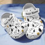 Custom Name Adorable Snoopy Pattern White Clogs For Kids And Adults Custom Name Adorable Snoopy Pattern White Clogs For Kids And Adults