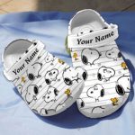 Custom Name Adorable Snoopy Pattern White Clogs For Kids And Adults Custom Name Adorable Snoopy Pattern White Clogs For Kids And Adults