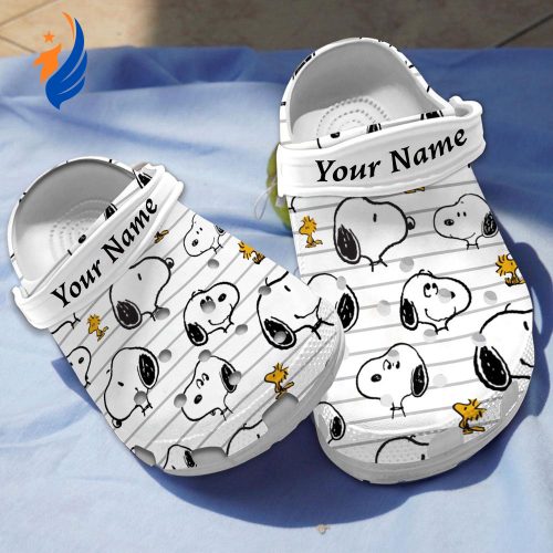 Custom Name Adorable Snoopy Pattern White Clogs For Kids And Adults Custom Name Adorable Snoopy Pattern White Clogs For Kids And Adults