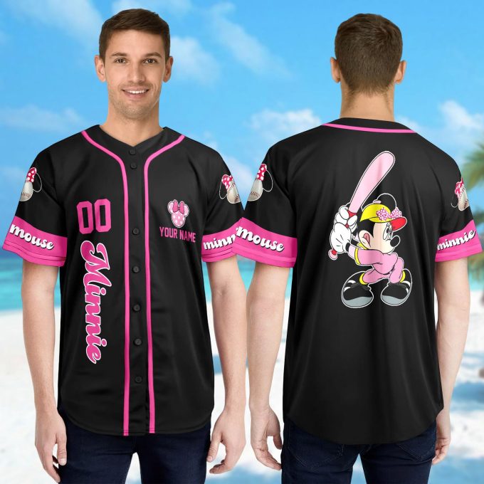 Personalized Minnie & Mickey Mouse Jersey – Custom Name & Number Baseball Tee for Magic Kingdom – Character Basketball Jersey Shirt