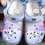 Custom Name Clogs Snoopy Under The Rainbow Clogs For Kids And Adults