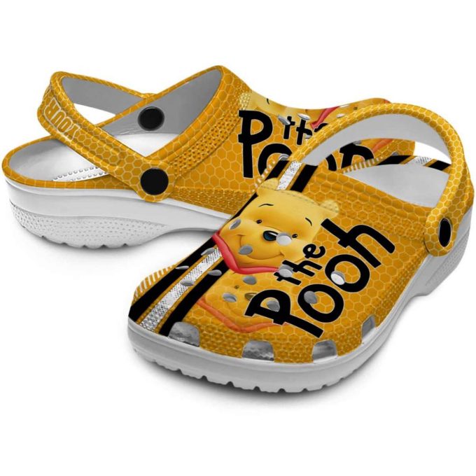 Custom Name Winnie The Pooh Contrasting Stripes Orange Clogs For Kids And Adults