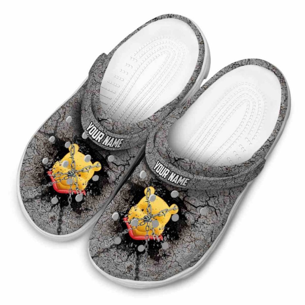 Custom Name Winnie The Pooh Cracked Ground Texture Clogs For Kids And Adults Custom Name Winnie The Pooh Cracked Ground Texture Clogs For Kids And Adults