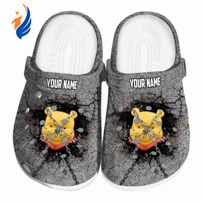Custom Name Winnie The Pooh Cracked Ground Texture Clogs For Kids And Adults