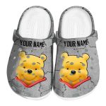 Custom Name Winnie The Pooh Cracked Texture Gray Clogs For Kids And Adults Custom Name Winnie The Pooh Cracked Texture Gray Clogs For Kids And Adults