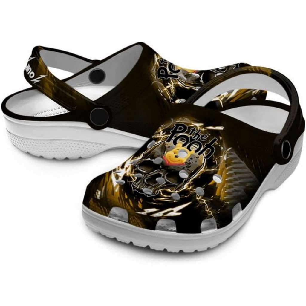 Custom Name Winnie The Pooh Gothic Skull Black Clogs For Kids And Adults Custom Name Winnie The Pooh Gothic Skull Black Clogs For Kids And Adults