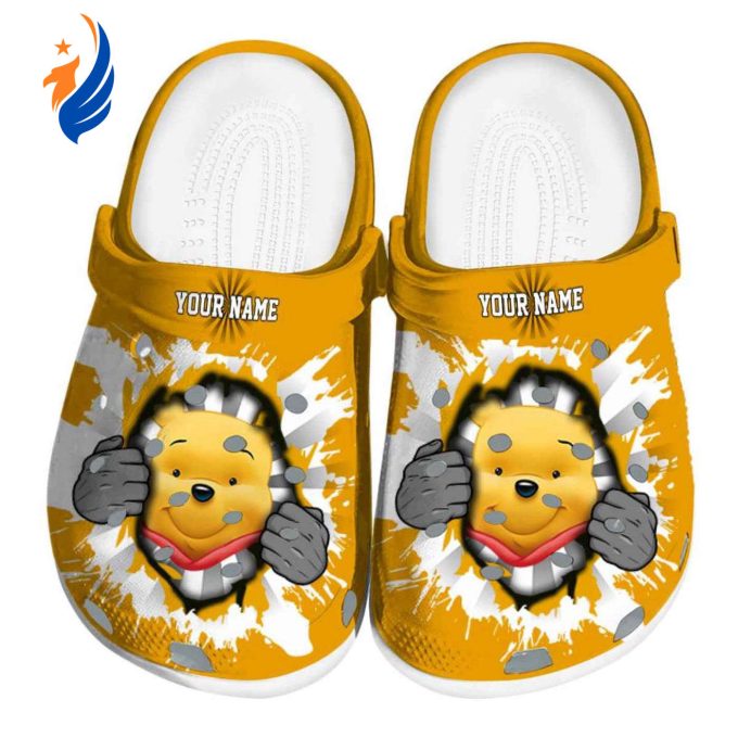 Custom Name Winnie The Pooh Gripping Hand Yellow Clogs For Kids And Adults
