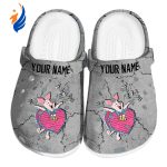 Custom Name Winnie The Pooh Piglet Cracked Texture Gray Clogs For Kids And Adults