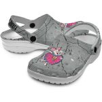 Custom Name Winnie The Pooh Piglet Cracked Texture Gray Clogs For Kids And Adults