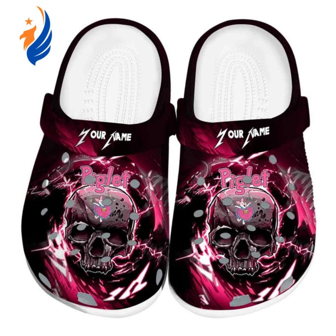Custom Name Winnie The Pooh Piglet Gothic Skull Clogs For Kids And Adults