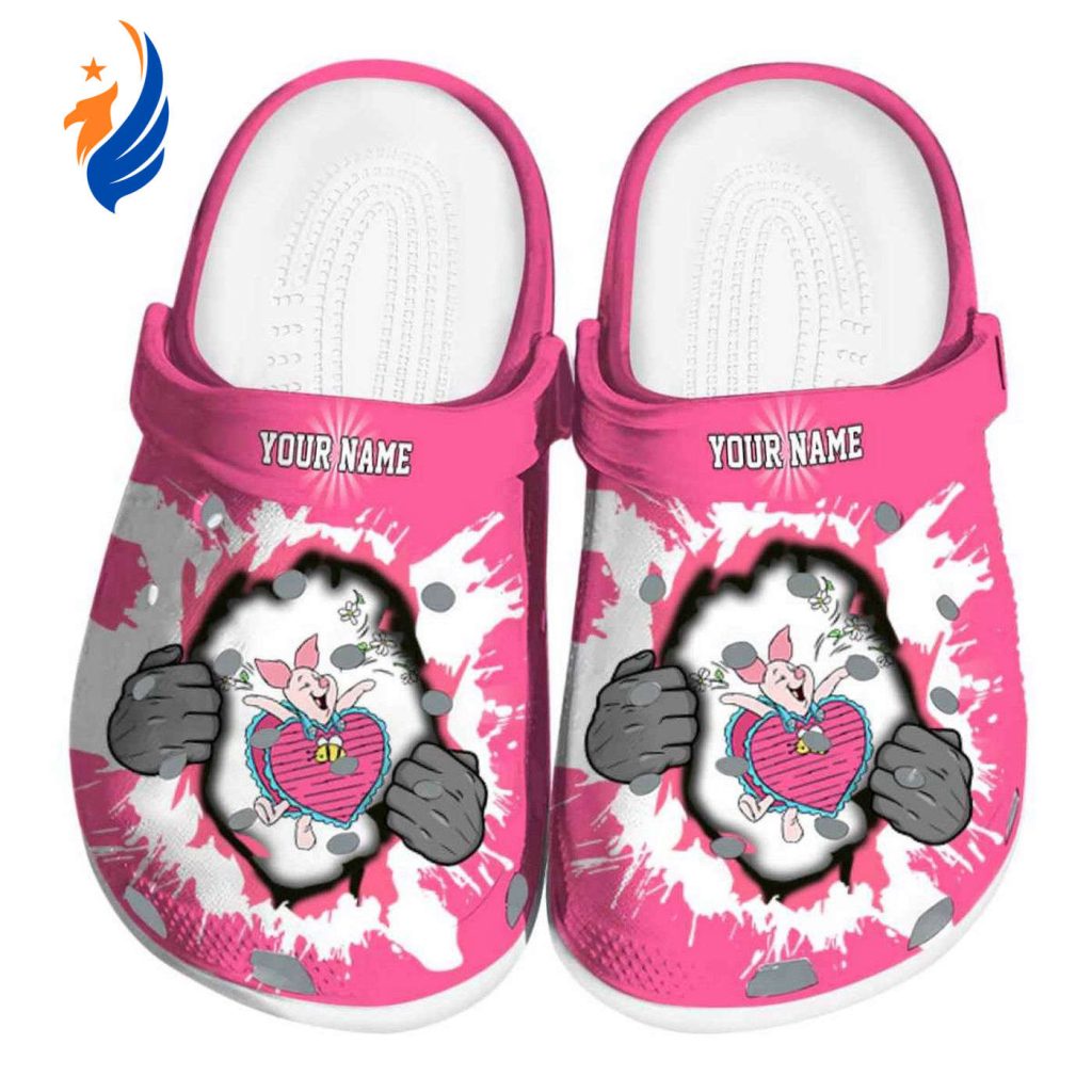 Custom Name Winnie The Pooh Piglet Gripping Hand Pink Clogs For Kids And Adults Custom Name Winnie The Pooh Piglet Gripping Hand Pink Clogs For Kids And Adults