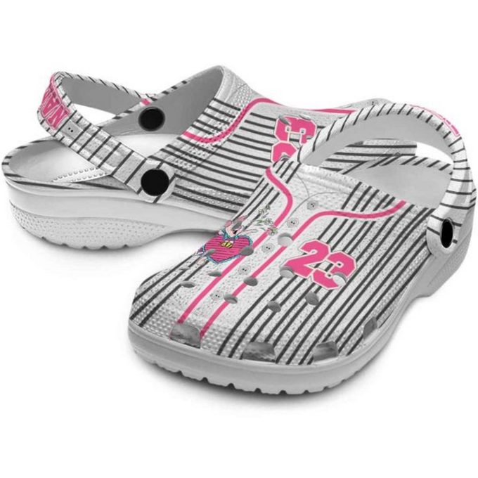 Custom Name Winnie The Pooh Piglet Pinstripe Pattern White Clogs For Kids And Adults