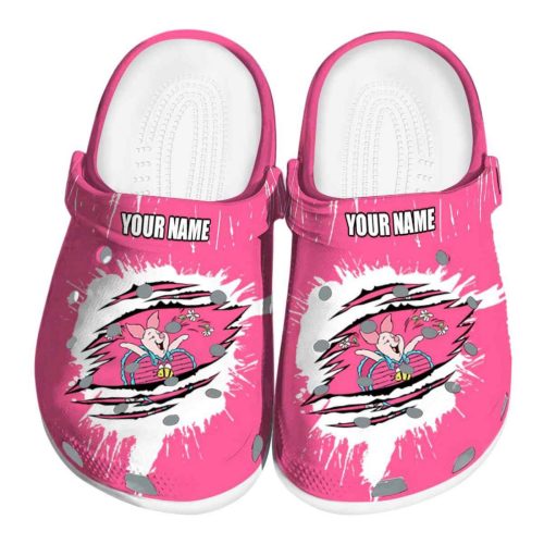 Custom Name Winnie The Pooh Piglet Splash Motif Back Ground Clogs For Kids And Adults