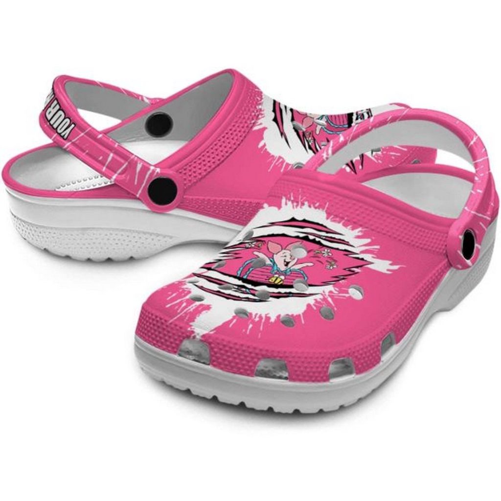 Custom Name Winnie The Pooh Piglet Splash Motif Back Ground Clogs For Kids And Adults Custom Name Winnie The Pooh Piglet Splash Motif Back Ground Clogs For Kids And Adults