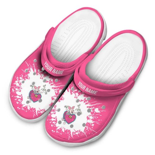 Custom Name Winnie The Pooh Piglet Splatter Back Ground Clogs For Kids And Adults