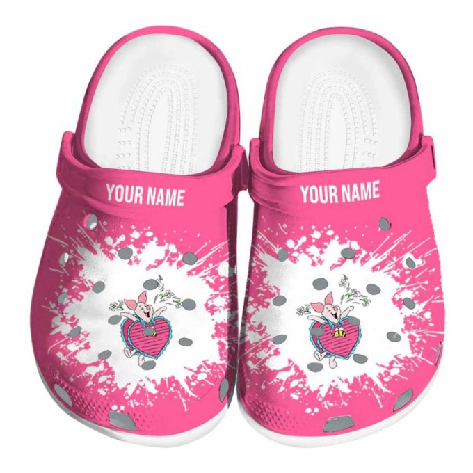 Custom Name Winnie The Pooh Piglet Splatter Back Ground Clogs For Kids And Adults Custom Name Winnie The Pooh Piglet Splatter Back Ground Clogs For Kids And Adults