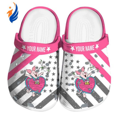 Custom Name Winnie The Pooh Piglet Star Spangled Graphic Clogs For Kids And Adults