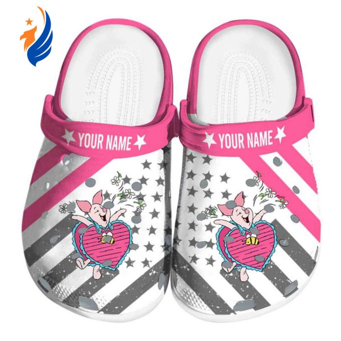 Custom Name Winnie The Pooh Piglet Star Spangled Graphic Clogs For Kids And Adults Custom Name Winnie The Pooh Piglet Star Spangled Graphic Clogs For Kids And Adults
