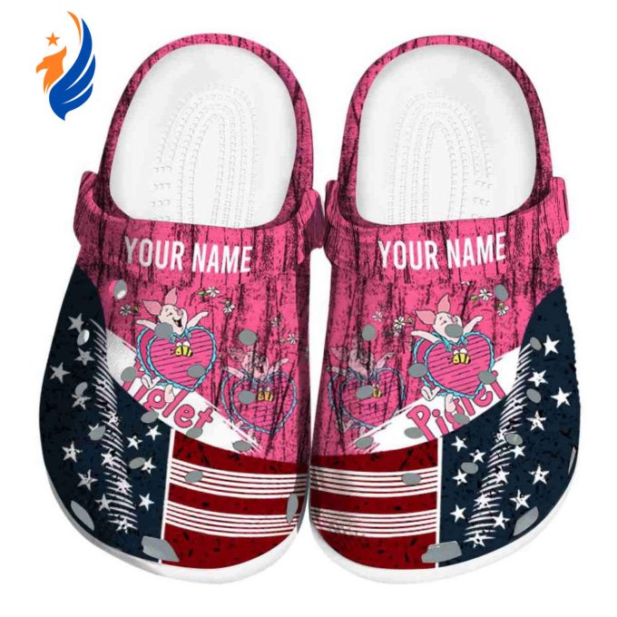 Custom Name Winnie The Pooh Piglet Star Spangled Side Pattern Clogs For Kids And Adults Custom Name Winnie The Pooh Piglet Star Spangled Side Pattern Clogs For Kids And Adults