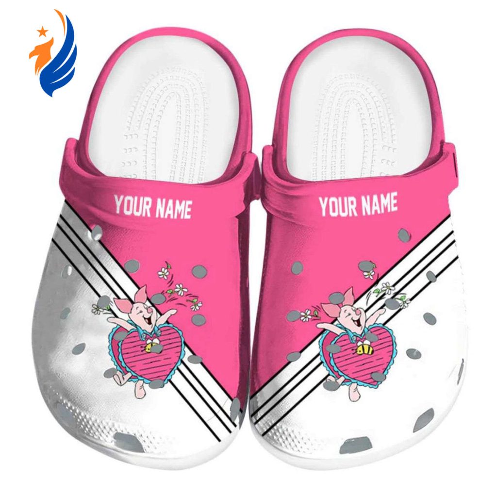 Custom Name Winnie The Pooh Piglet Striped Accents Clogs For Kids And Adults Custom Name Winnie The Pooh Piglet Striped Accents Clogs For Kids And Adults