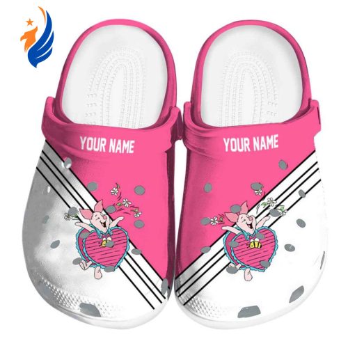 Custom Name Winnie The Pooh Piglet Striped Accents Clogs For Kids And Adults
