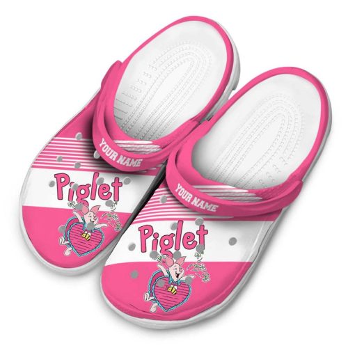 Custom Name Winnie The Pooh Piglet Vibrant Dual Tone Clogs For Kids And Adults