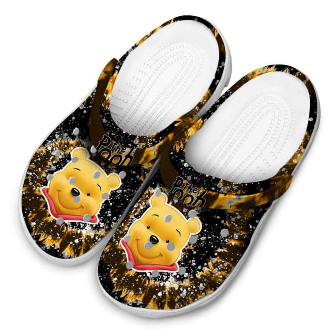 Custom Name Winnie The Pooh Radiant Burst Effect Clogs For Kids And Adults